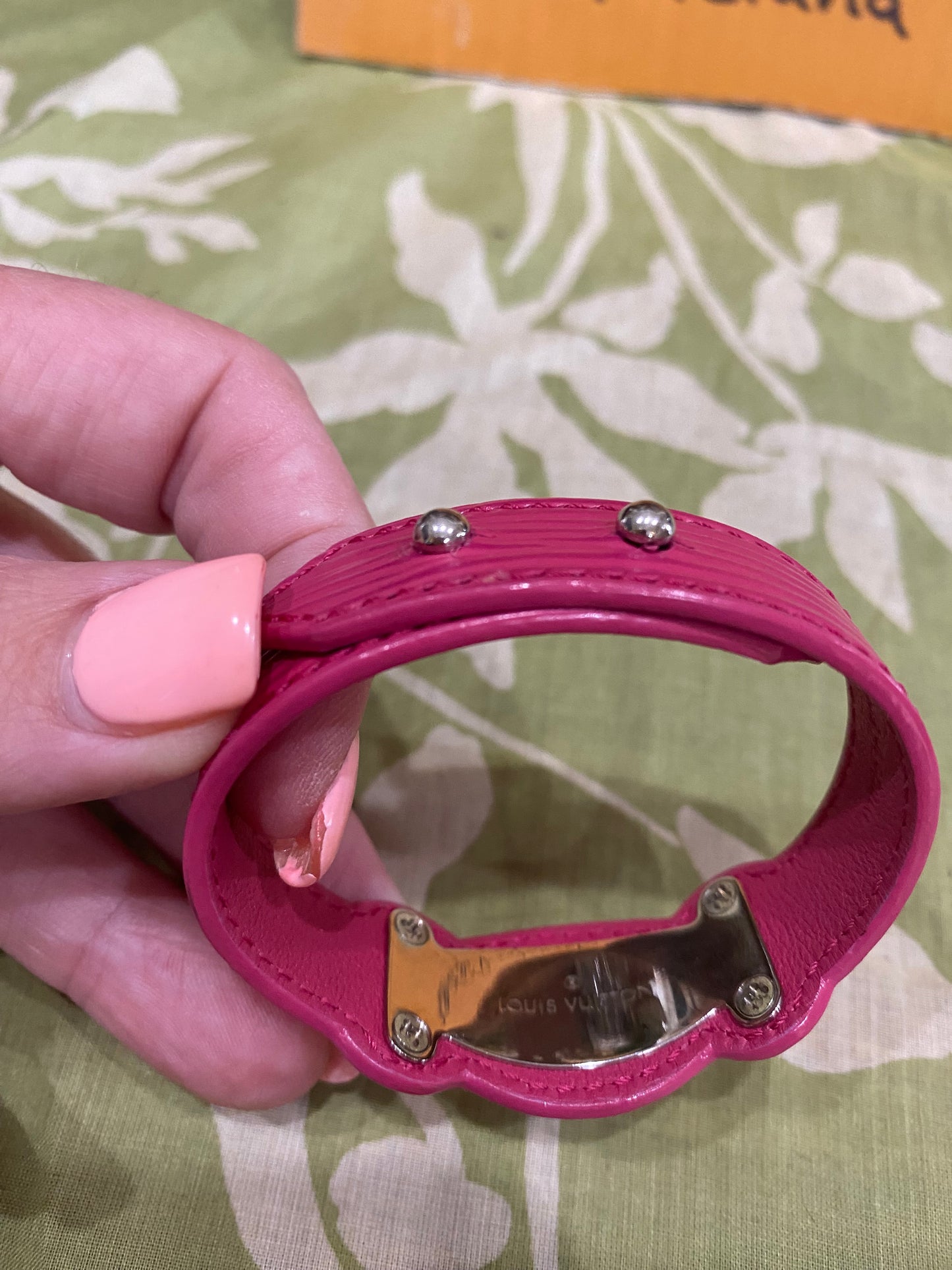 Pink EPI Leather Bracelet