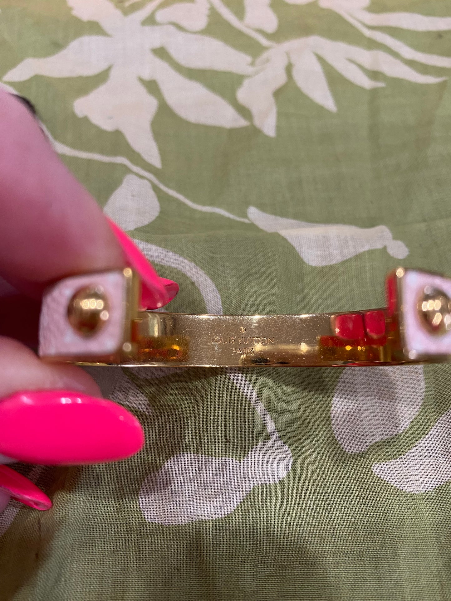 Pink Monogram Jonck Wild Bangle Cuff Bracelet