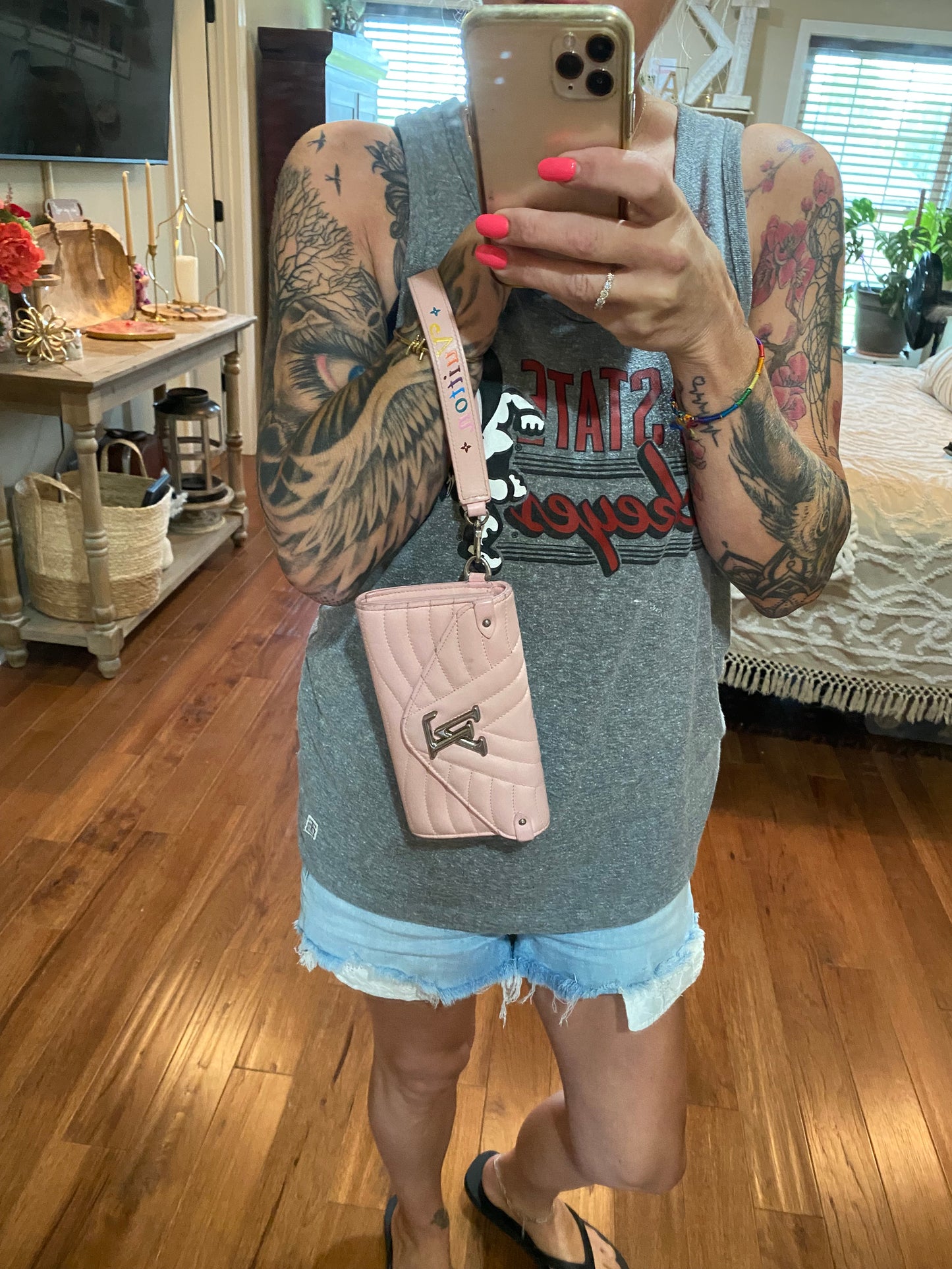 New Wave Calf Leather Long Wallet Wristlet