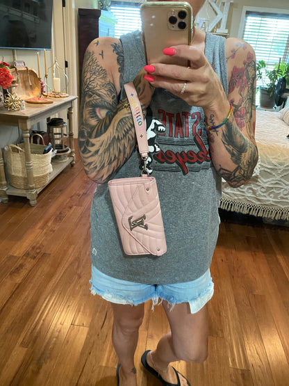 New Wave Calf Leather Long Wallet Wristlet