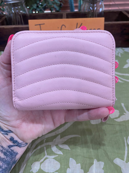 New Wave Calf Leather Compact Wallet in Rose Ballerine