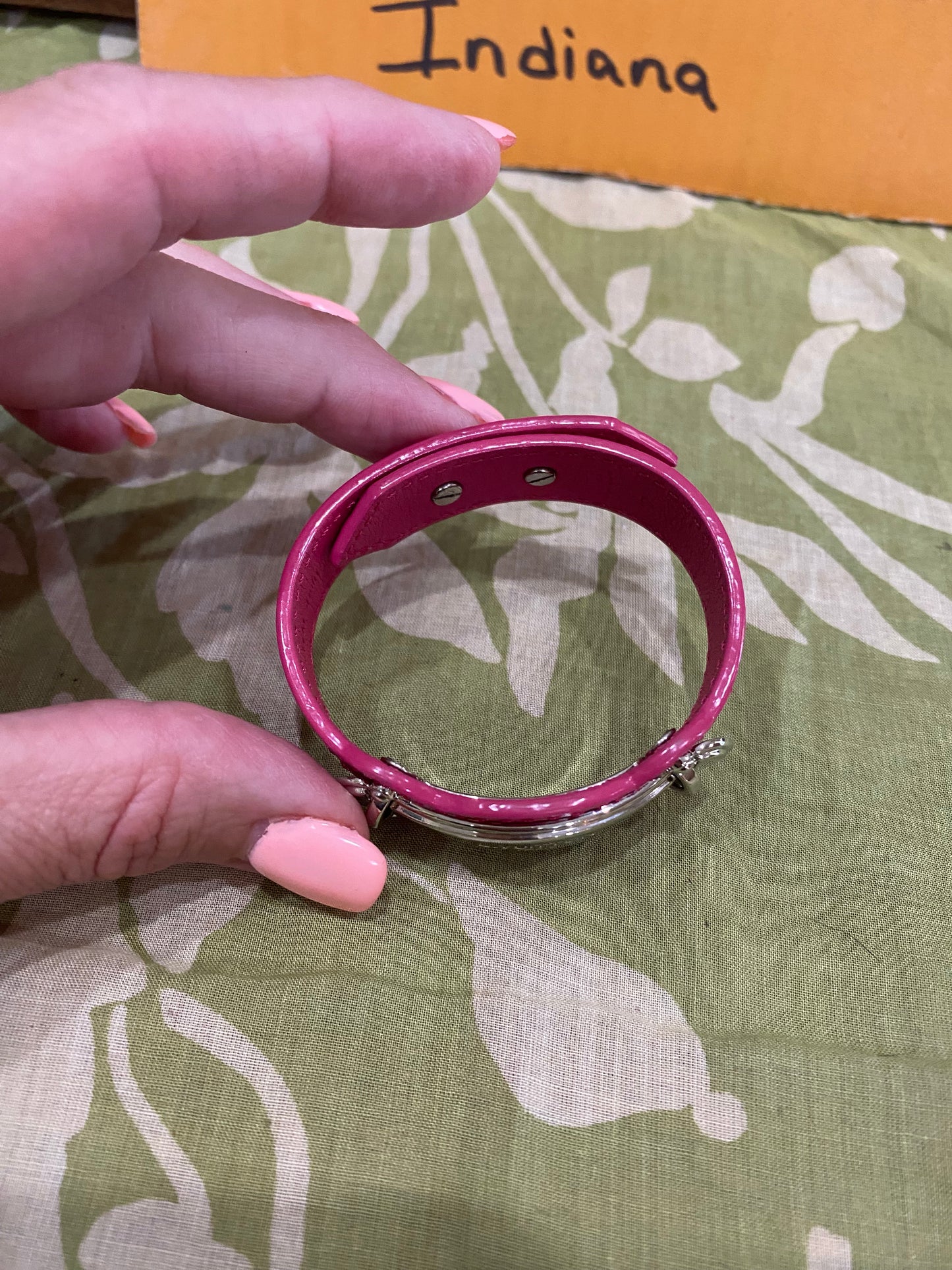 Pink EPI Leather Bracelet