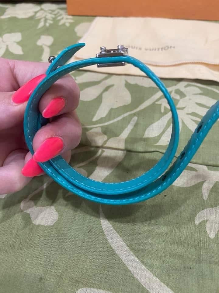 Lockit Double Wrap Bracelet in monogram & turquoise