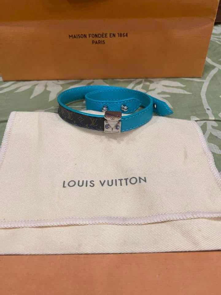 Lockit Double Wrap Bracelet in monogram & turquoise