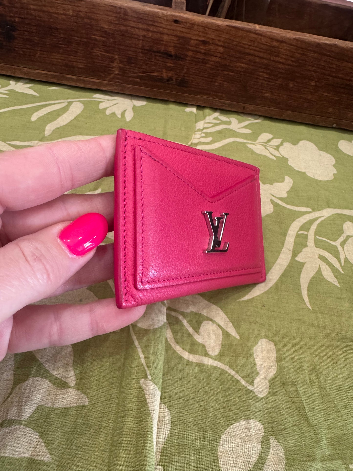 Lockme Credit Card Holder (Calfskin Pink Leather)