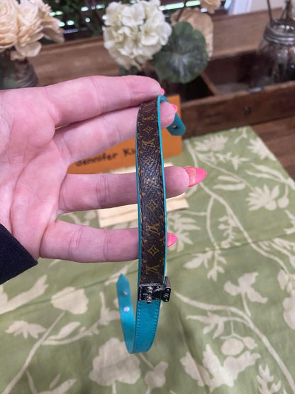 Lockit Double Wrap Bracelet in monogram & turquoise