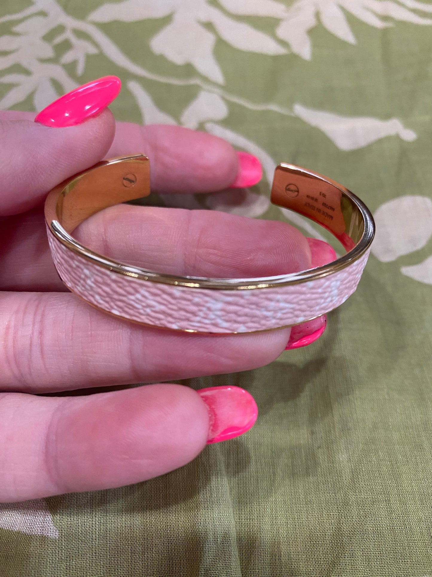 Pink Monogram Jonck Wild Bangle Cuff Bracelet