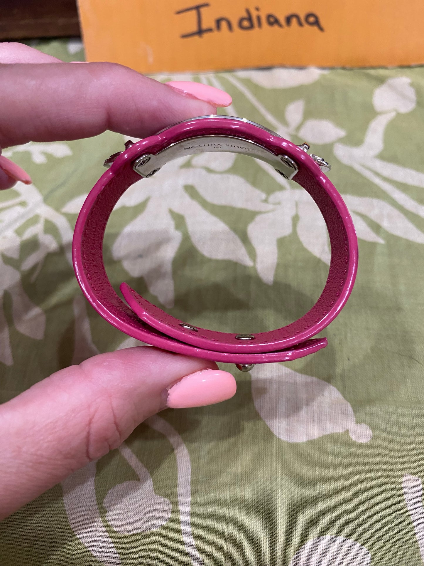 Pink EPI Leather Bracelet