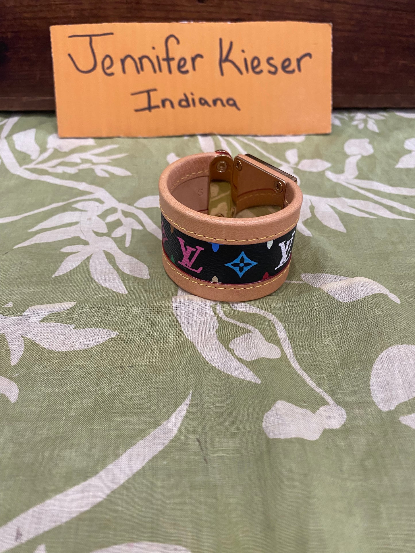 S Lock Cuff Bracelet in Black Multicolor