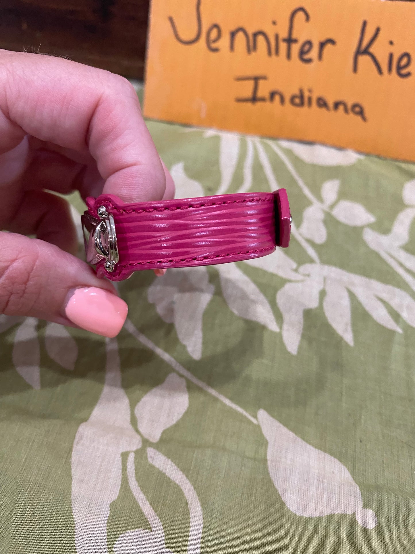 Pink EPI Leather Bracelet