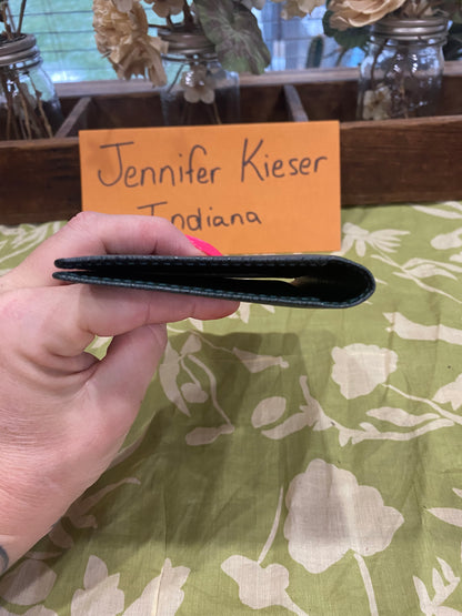 Checkbook Cover in green taiga leather