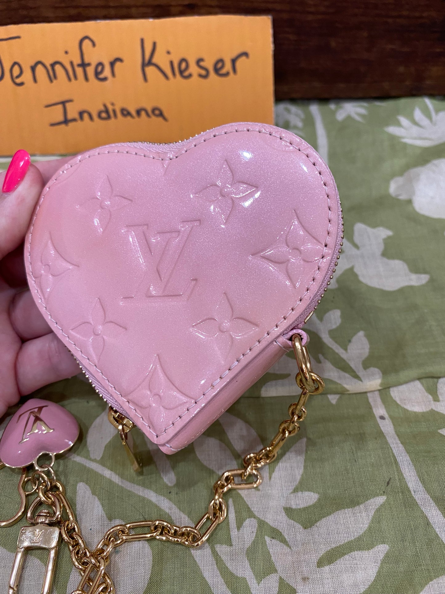 Pink Vernis Heart Coin Purse/Bag Charm