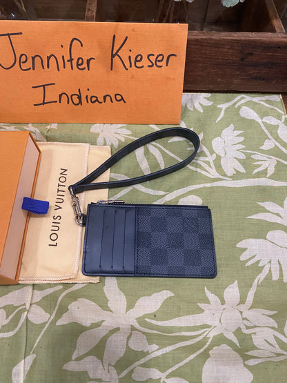 Damier Graphite Card Pouch with Removable Wristlet Strap