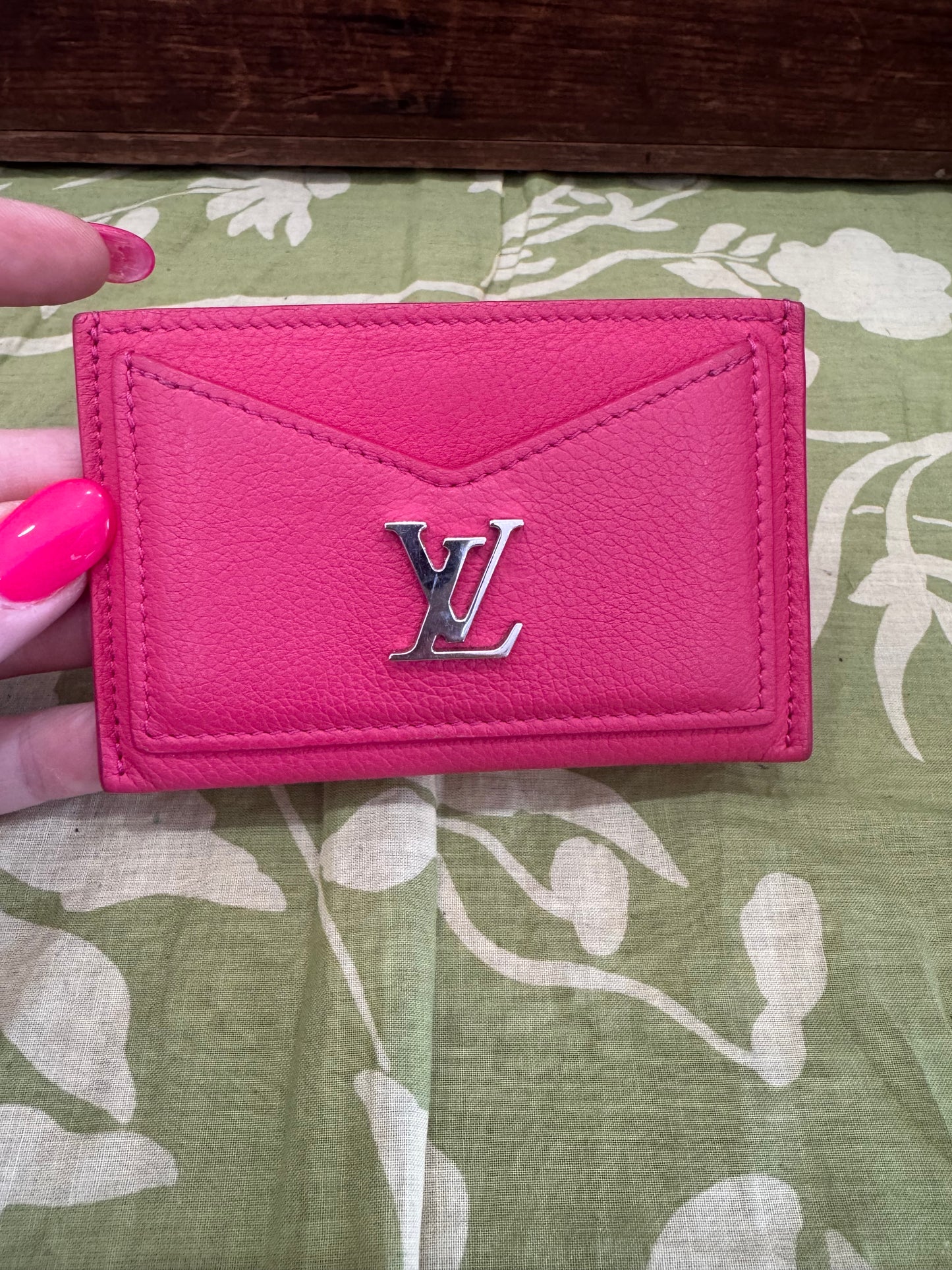 Lockme Credit Card Holder (Calfskin Pink Leather)