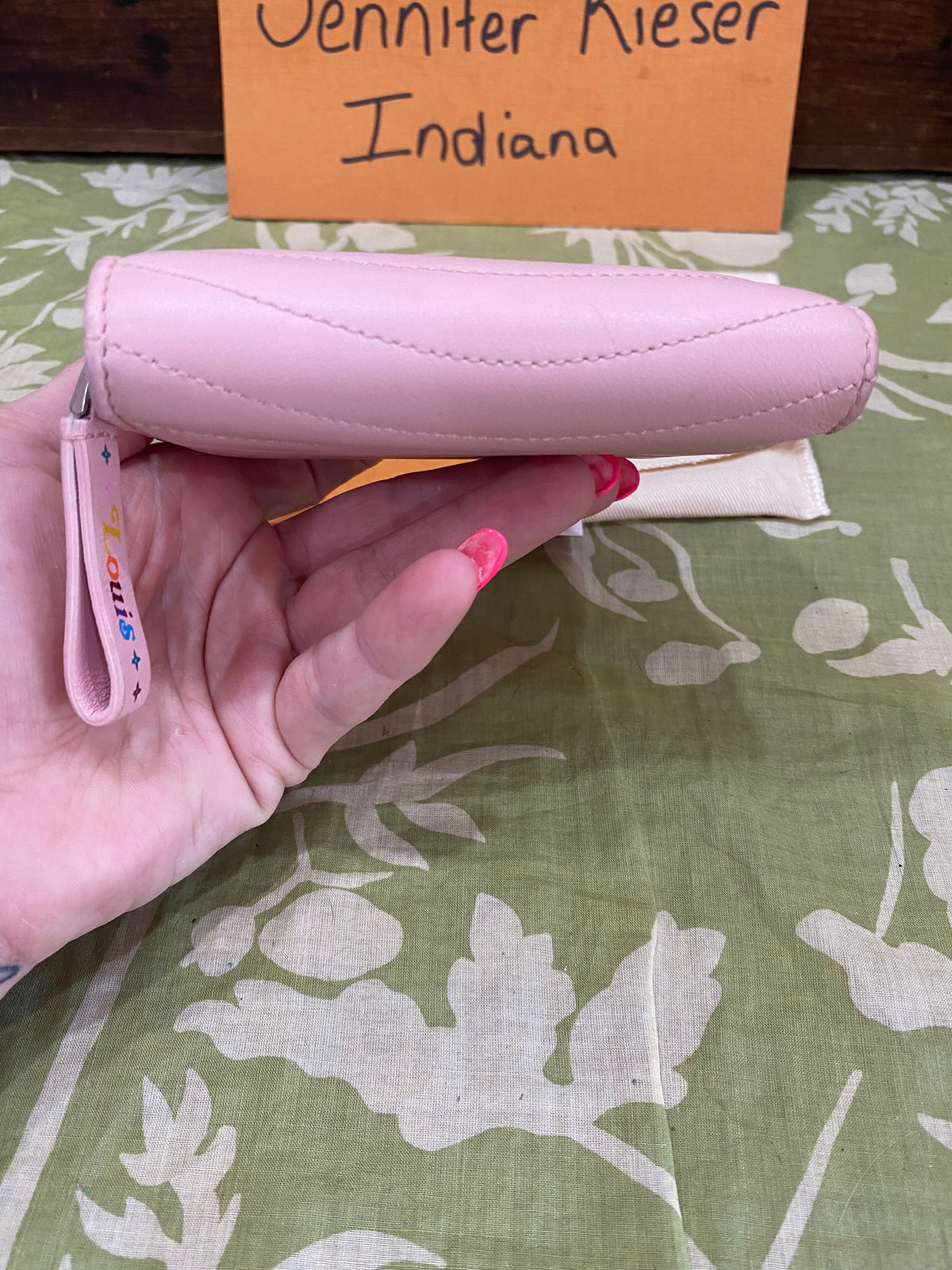 New Wave Calf Leather Compact Wallet in Rose Ballerine