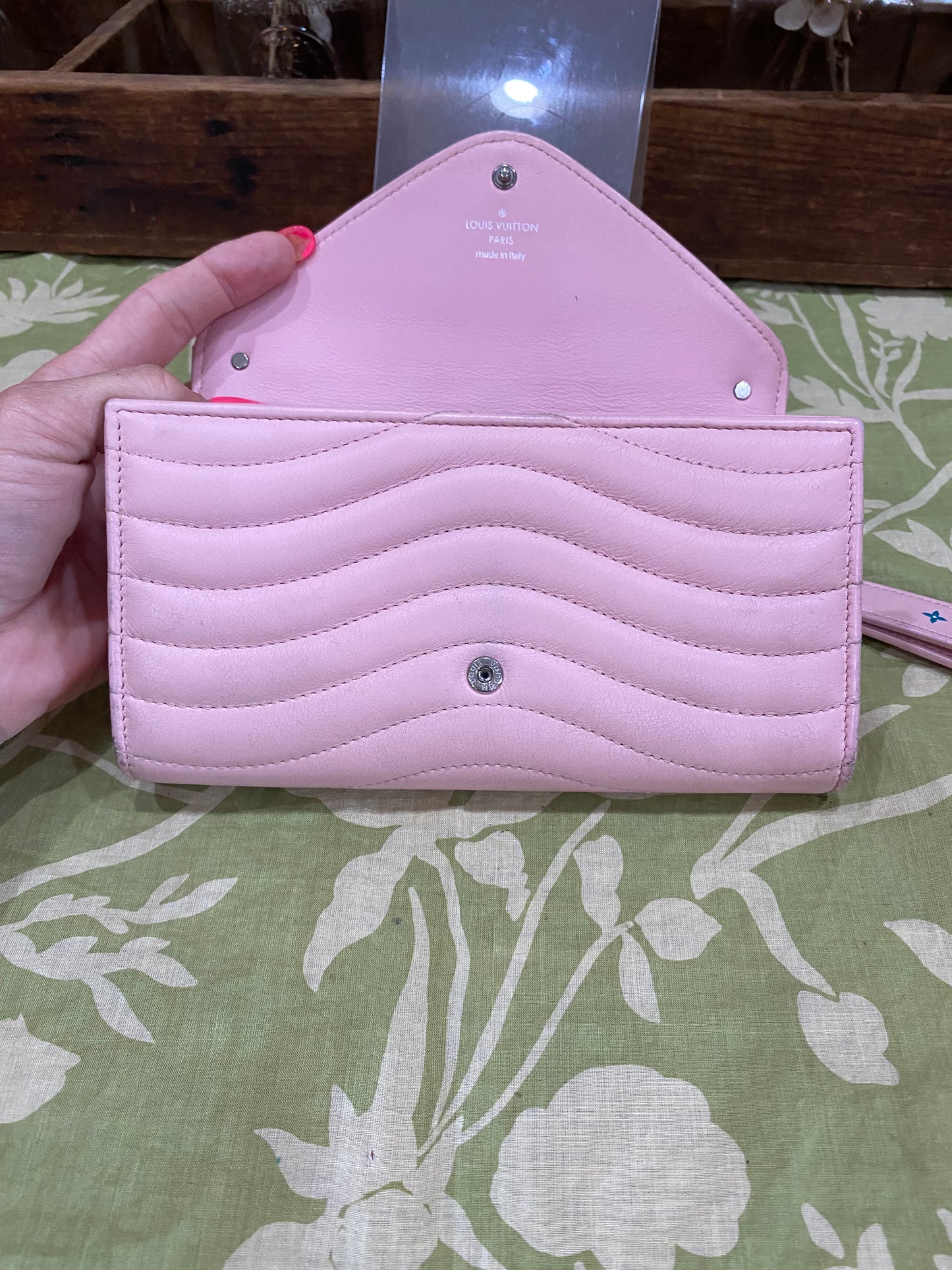 New Wave Calf Leather Long Wallet Wristlet