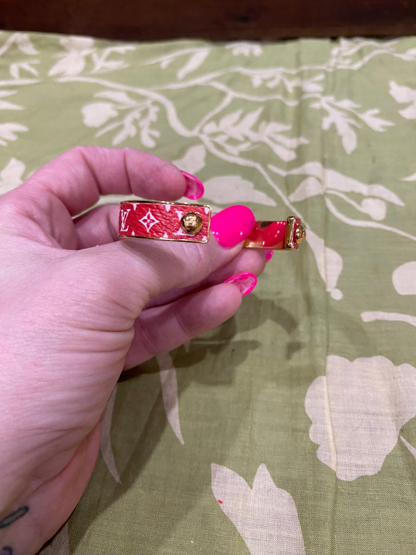 Monogram Jonck Wild Bangle Cuff Bracelet (red)