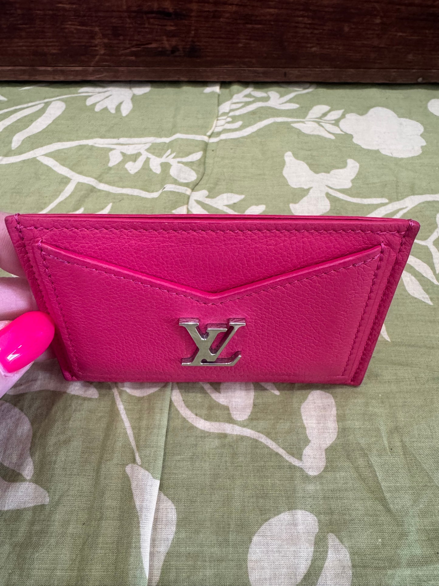 Lockme Credit Card Holder (Calfskin Pink Leather)