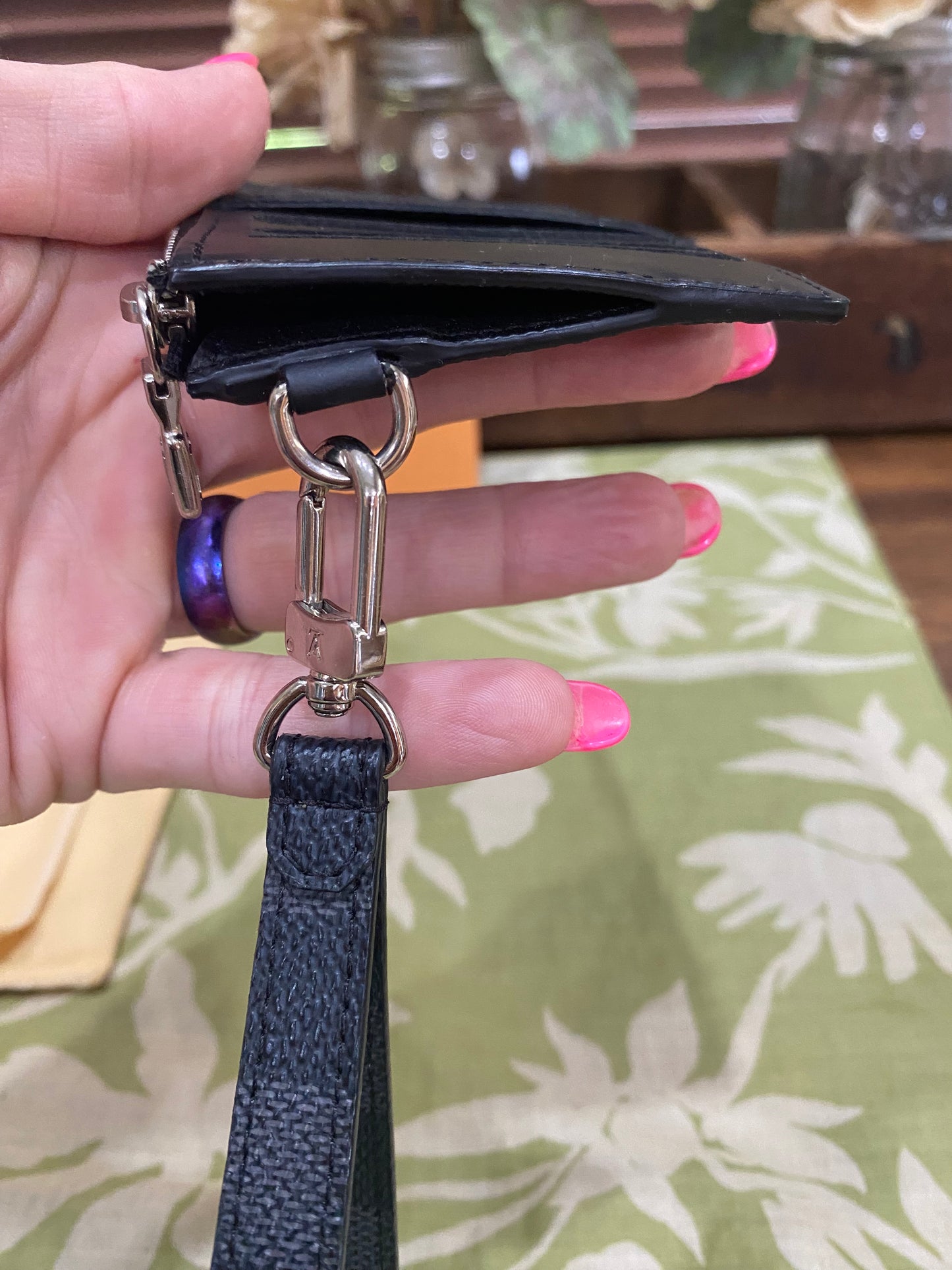 Damier Graphite Card Pouch with Removable Wristlet Strap