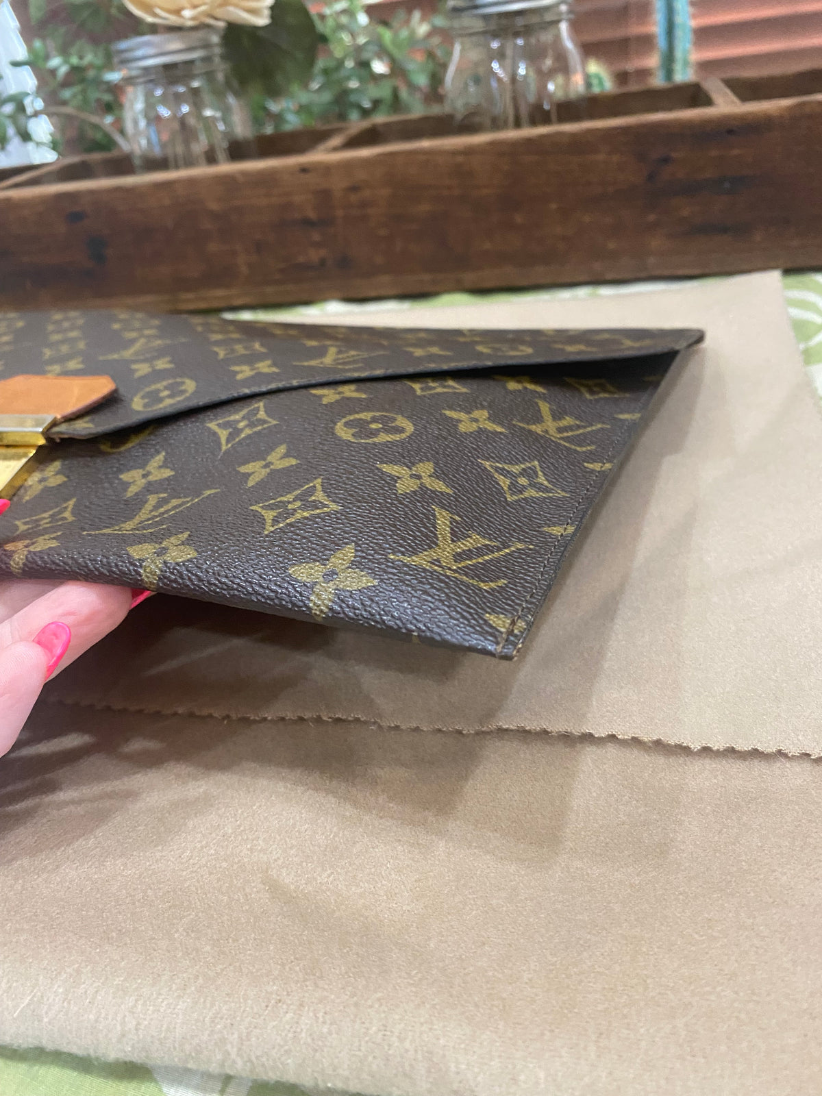 Vintage Poche Plate Envelope Document Clutch