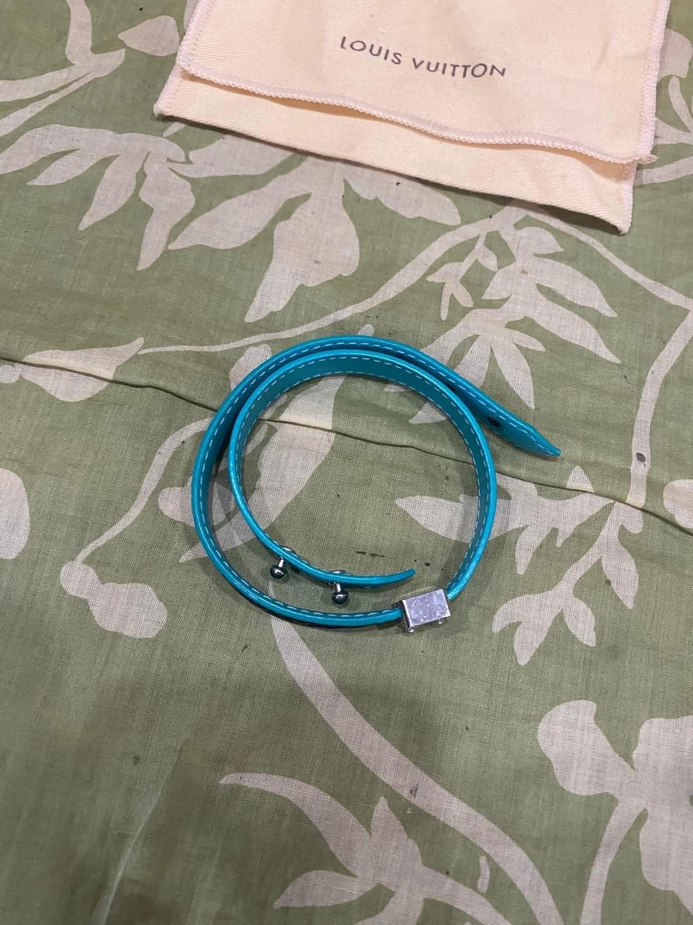 Lockit Double Wrap Bracelet in monogram & turquoise