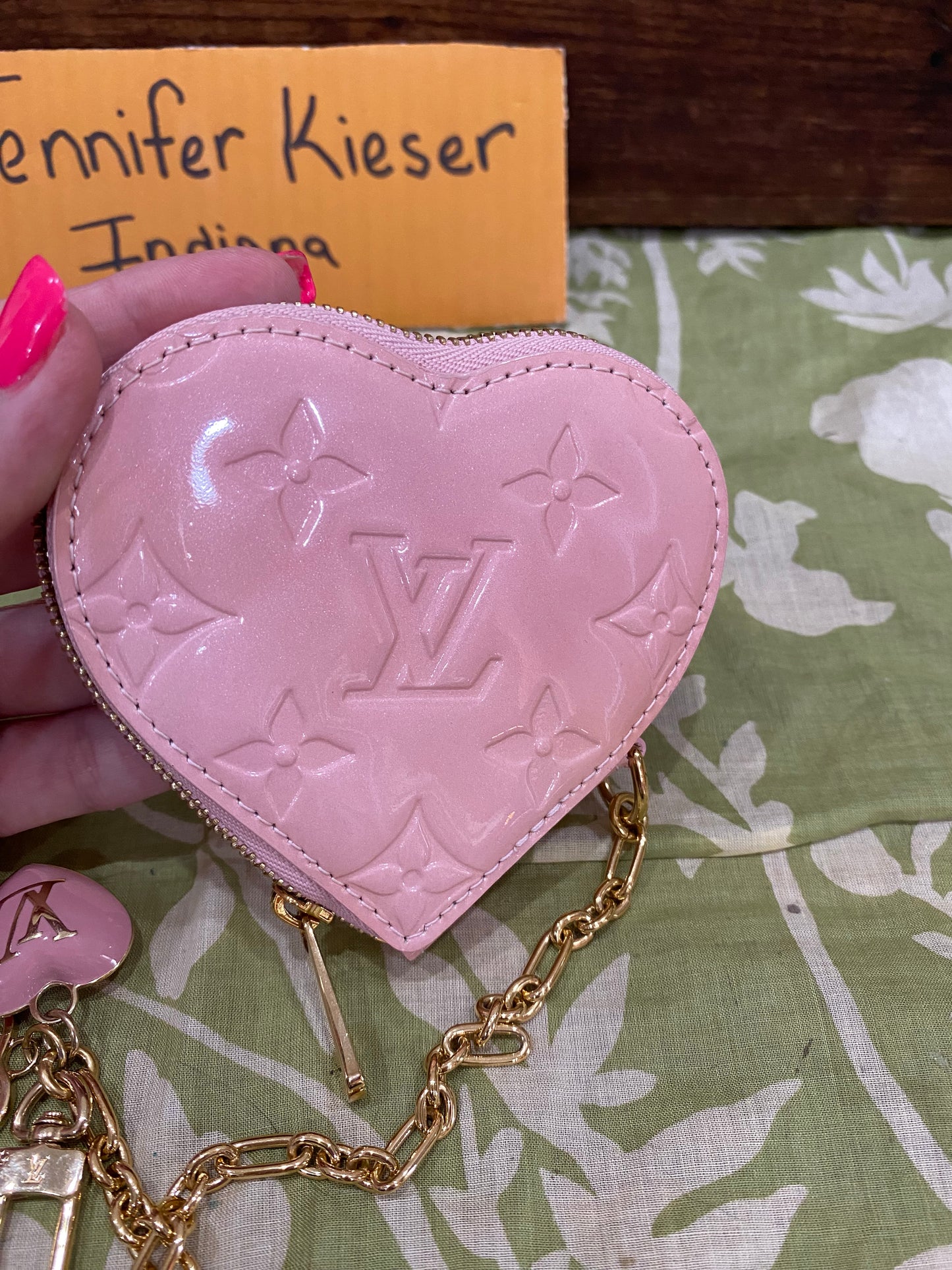Pink Vernis Heart Coin Purse/Bag Charm