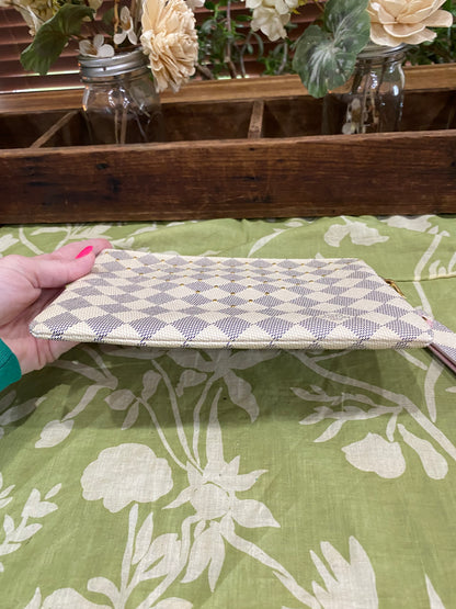 City Pouch- studded DA print with removable wristlet strap