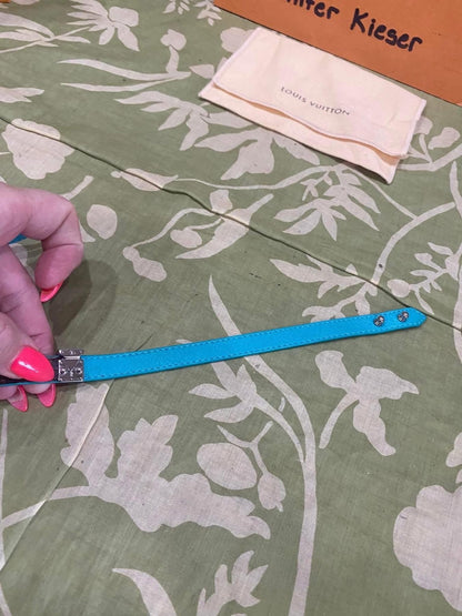 Lockit Double Wrap Bracelet in monogram & turquoise