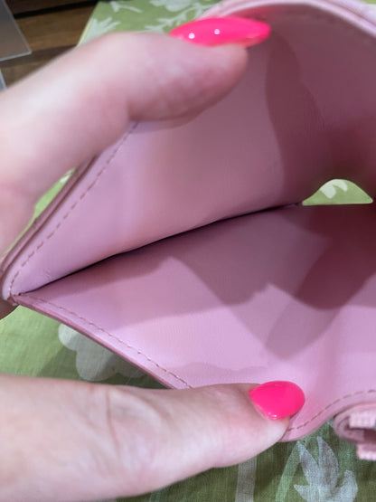 New Wave Calf Leather Compact Wallet in Rose Ballerine