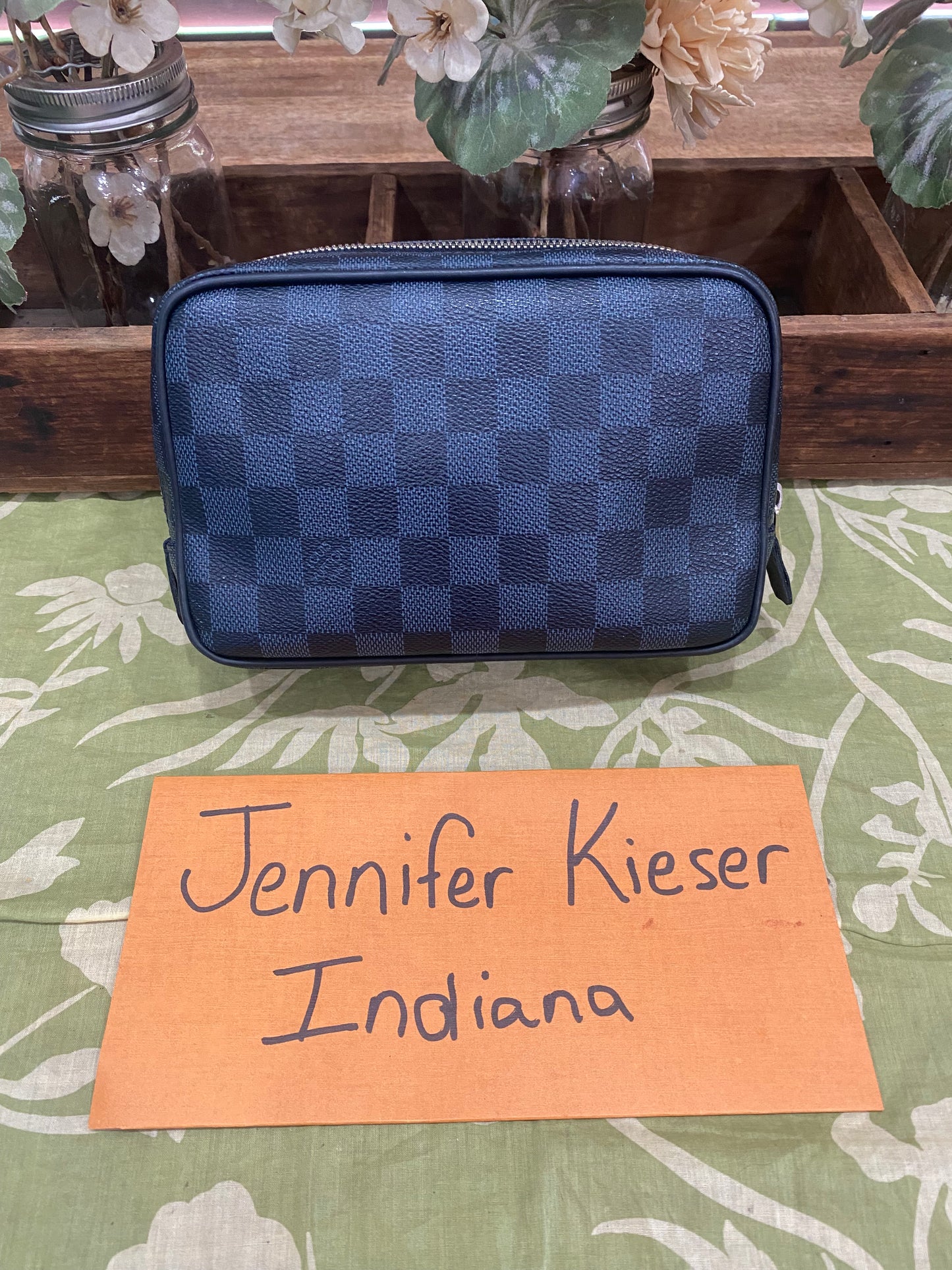 Cobalt Damier Toiletry Pouch PM