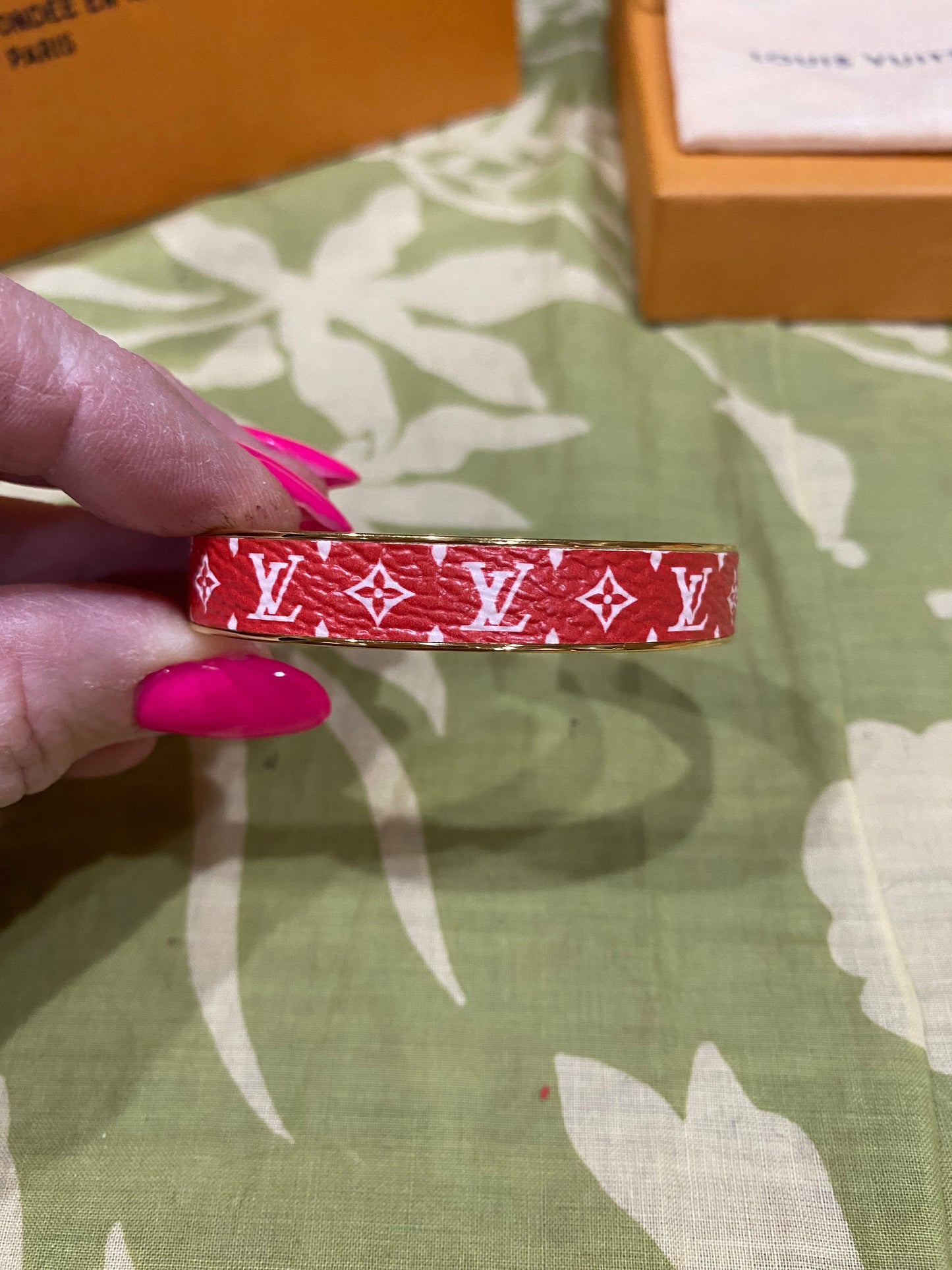 Monogram Jonck Wild Bangle Cuff Bracelet (red)