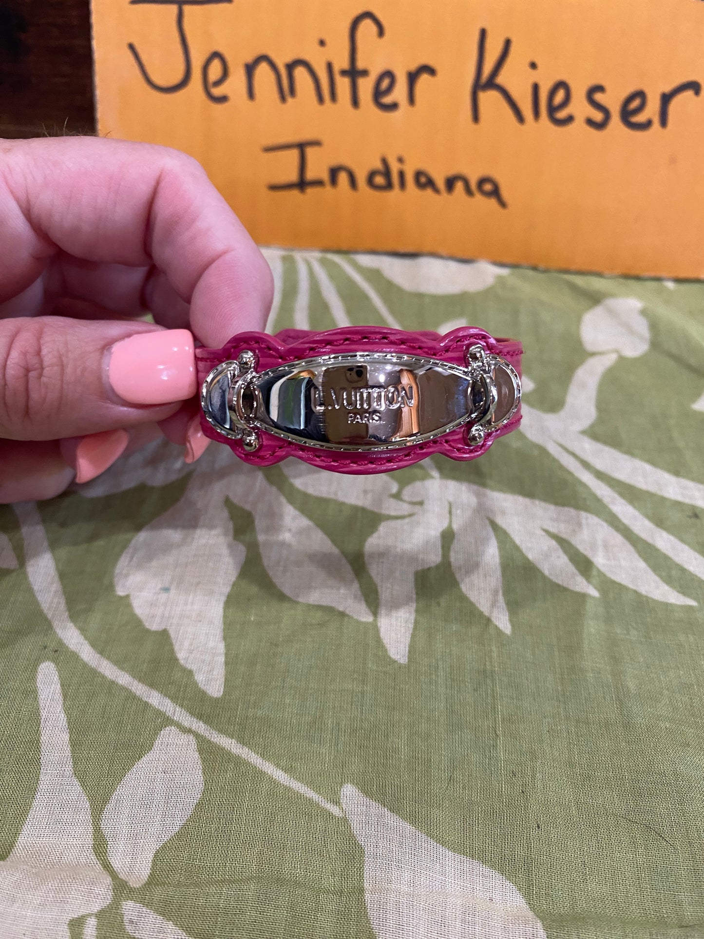 Pink EPI Leather Bracelet