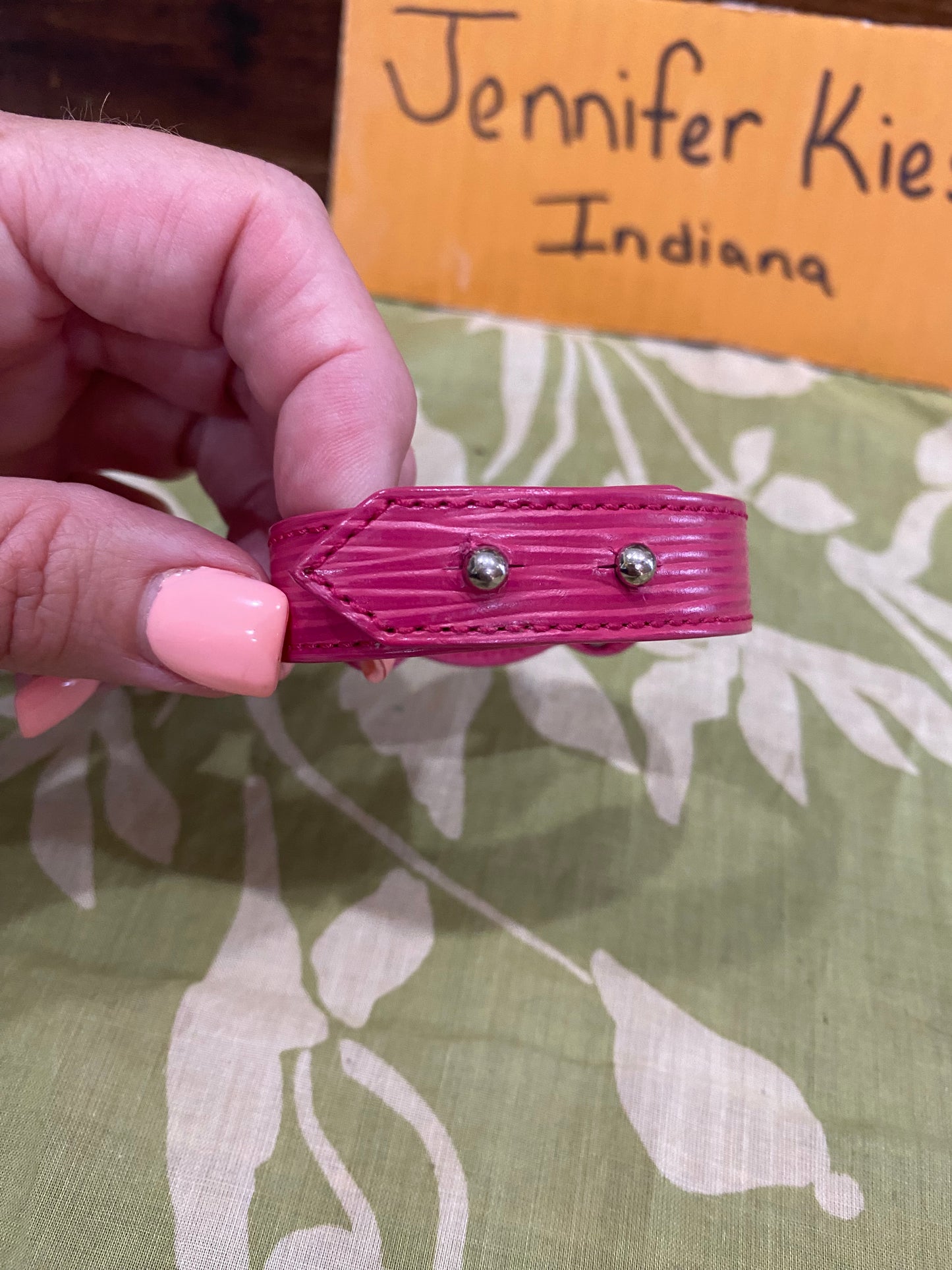 Pink EPI Leather Bracelet