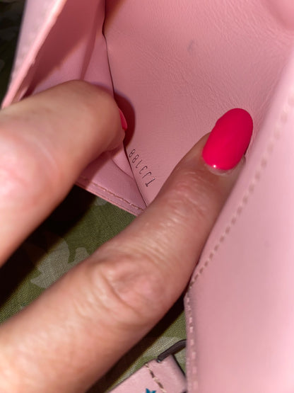 New Wave Calf Leather Compact Wallet in Rose Ballerine