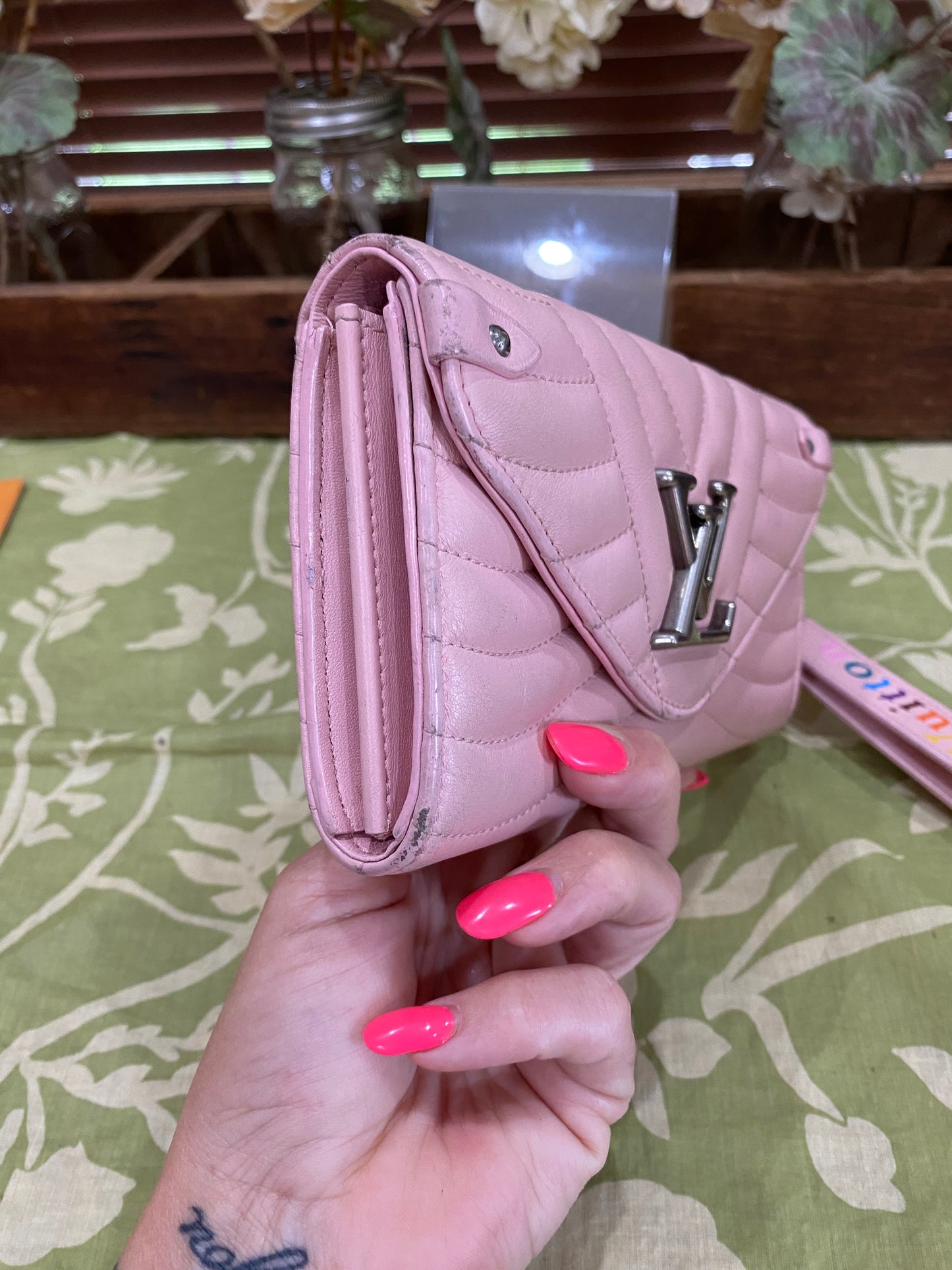 New Wave Calf Leather Long Wallet Wristlet