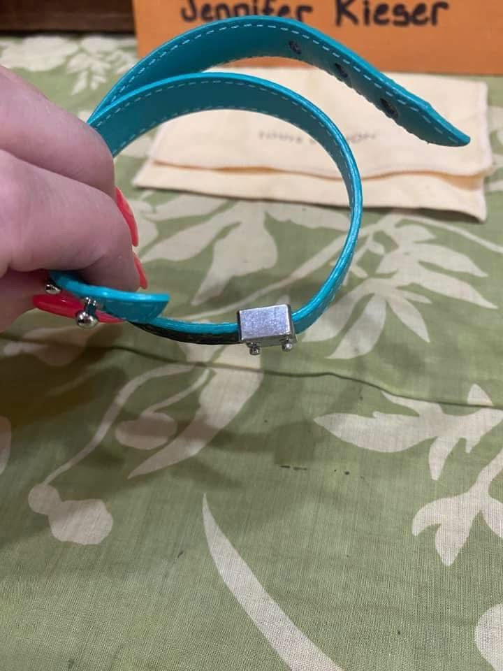 Lockit Double Wrap Bracelet in monogram & turquoise