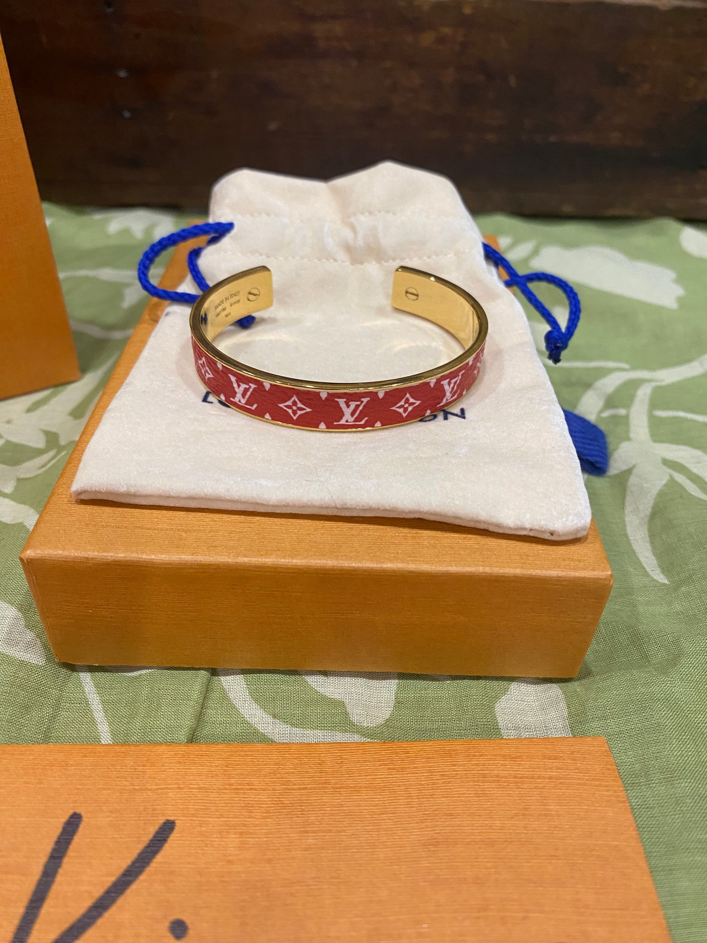 Monogram Jonck Wild Bangle Cuff Bracelet (red)