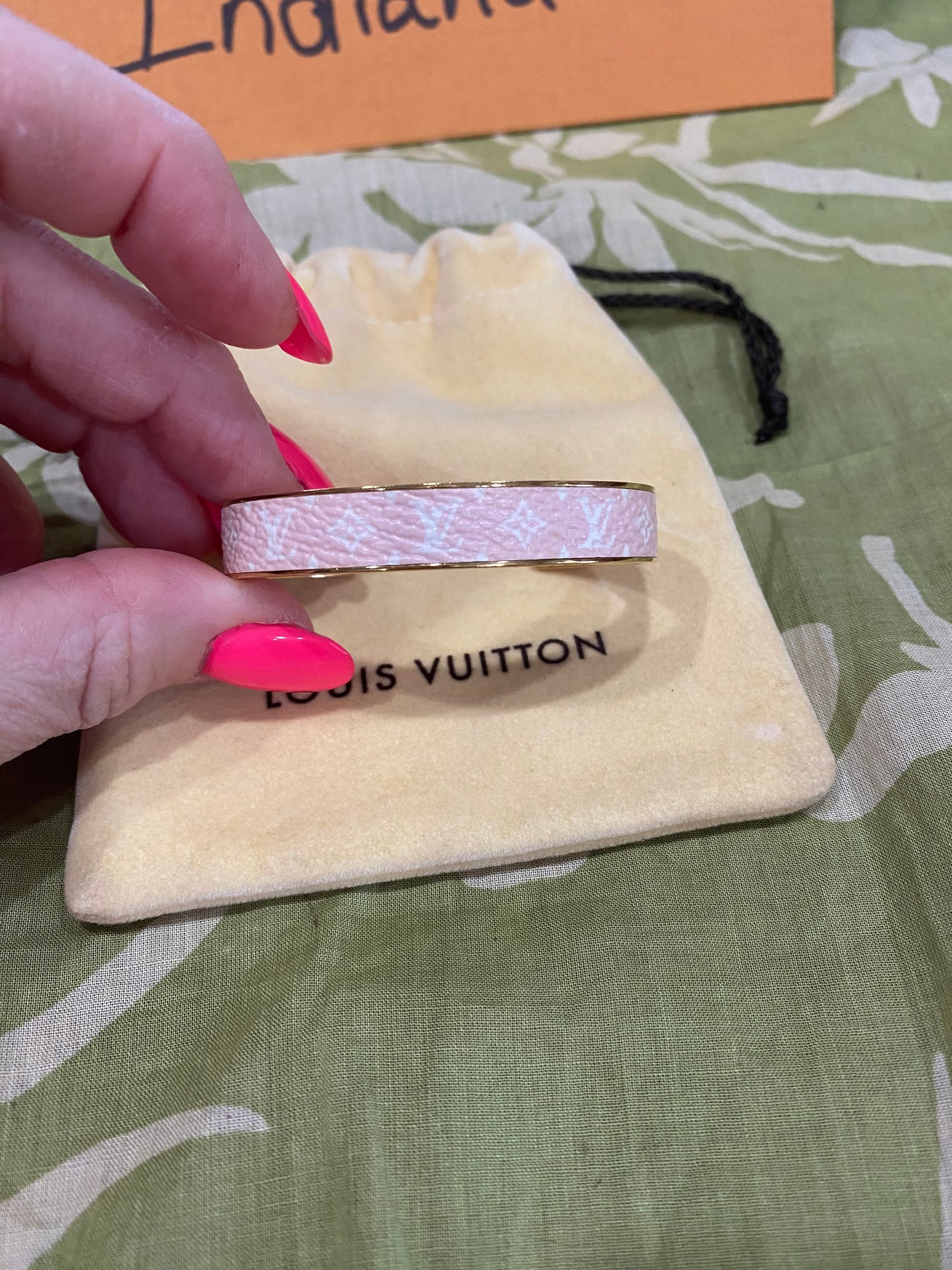 Pink Monogram Jonck Wild Bangle Cuff Bracelet
