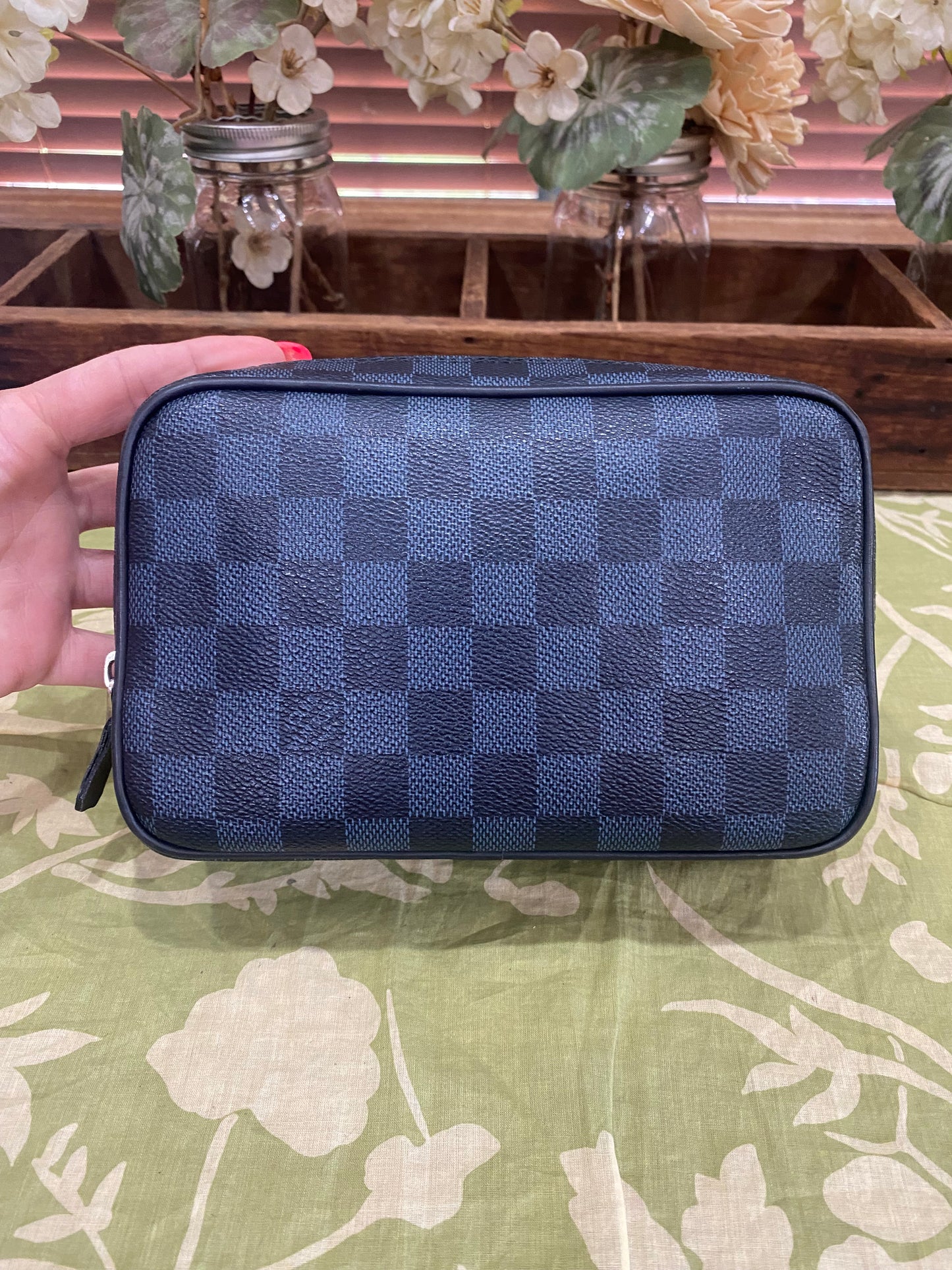 Cobalt Damier Toiletry Pouch PM