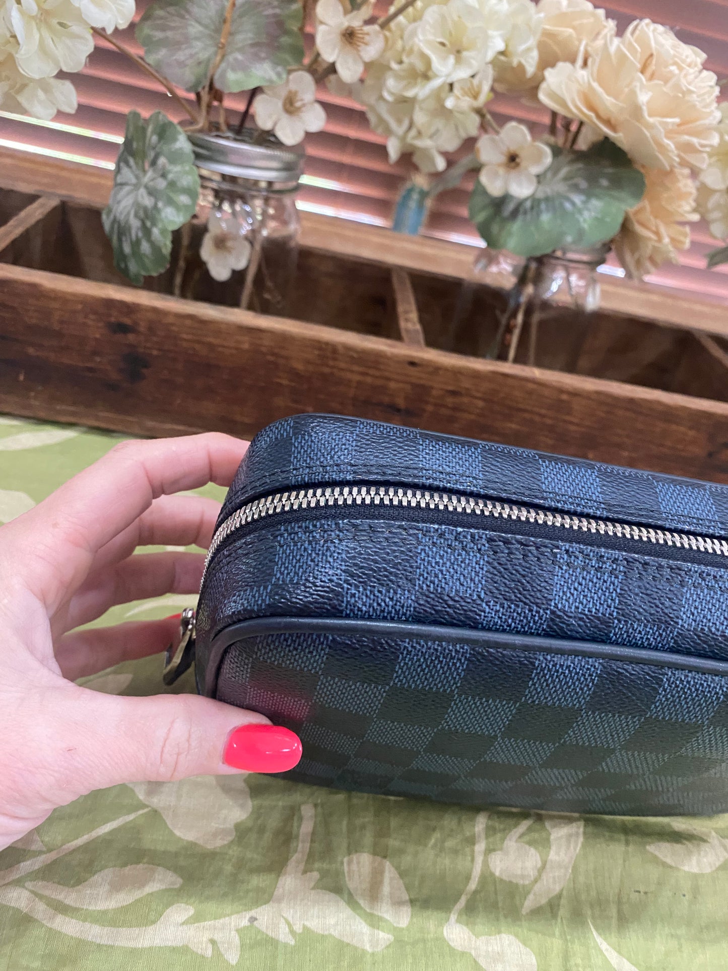 Cobalt Damier Toiletry Pouch PM