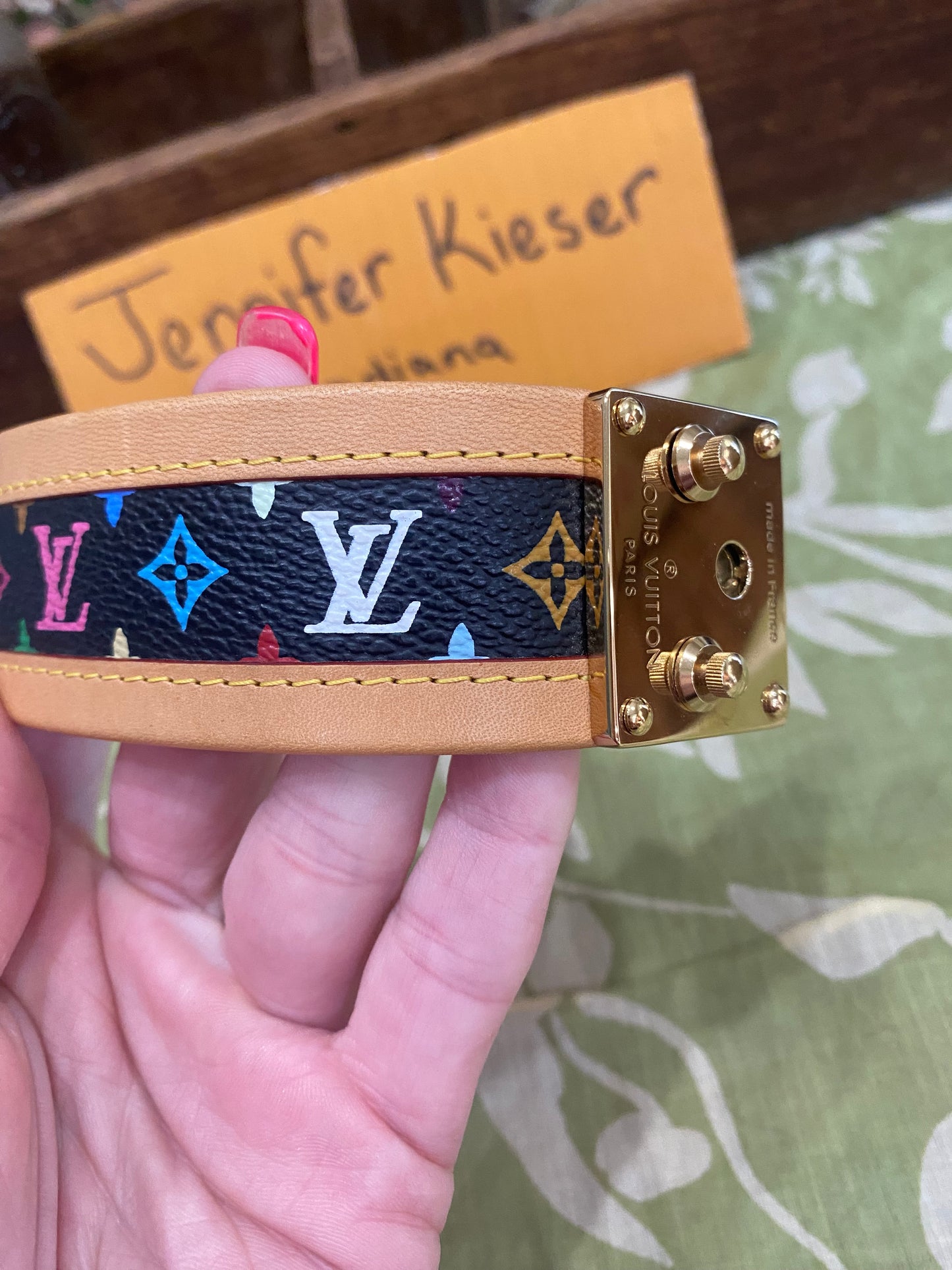 S Lock Cuff Bracelet in Black Multicolor