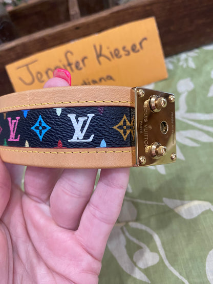 S Lock Cuff Bracelet in Black Multicolor