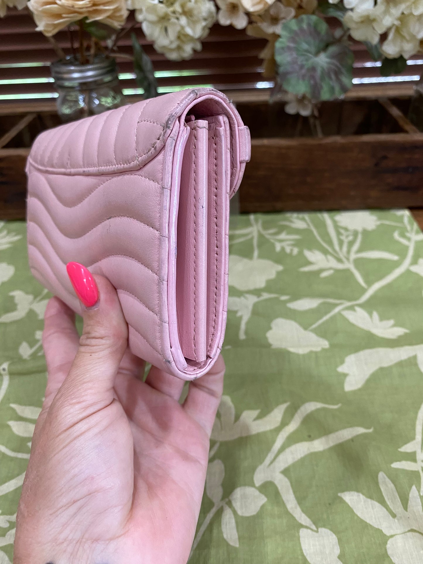 New Wave Calf Leather Long Wallet Wristlet
