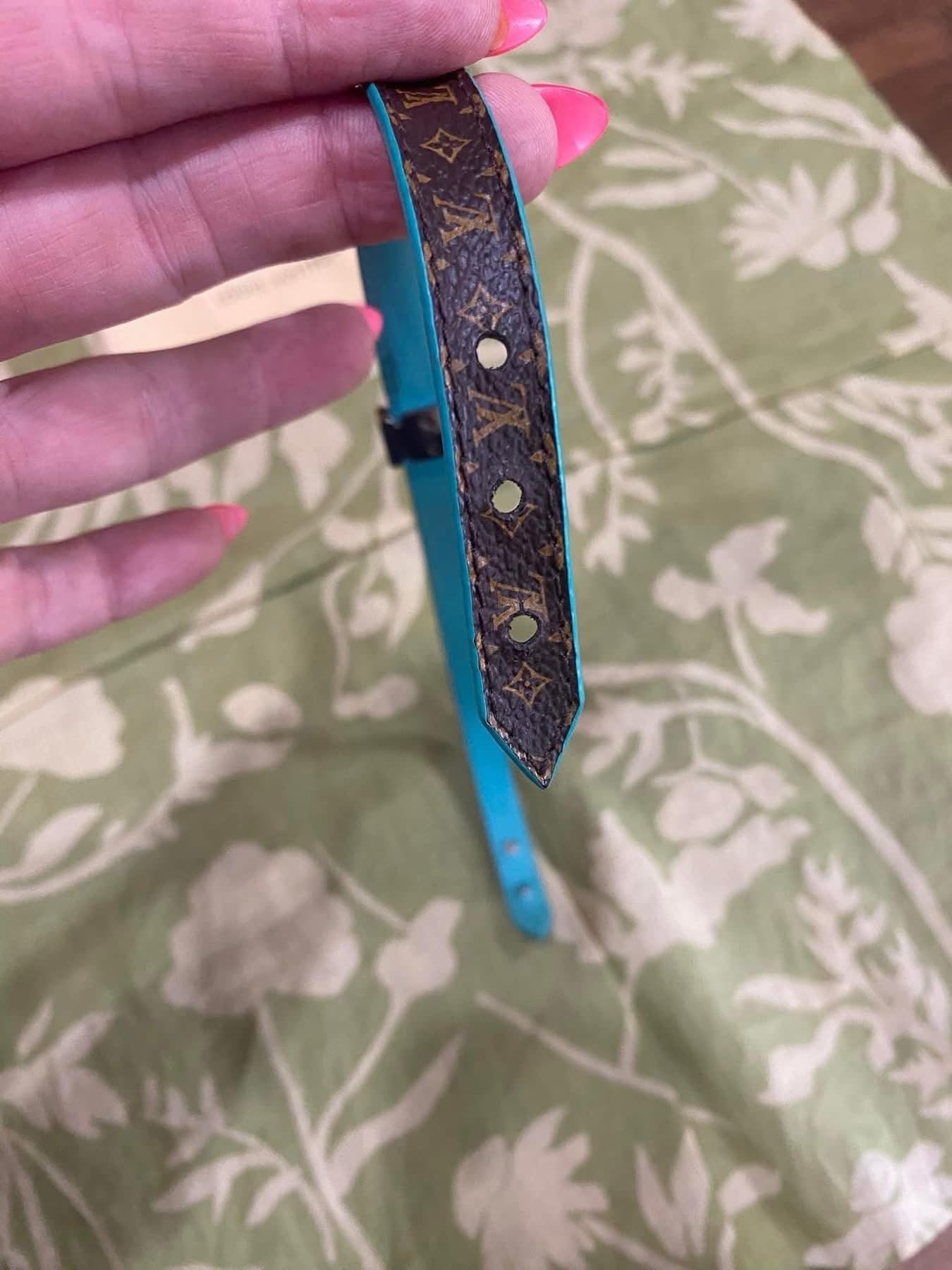 Lockit Double Wrap Bracelet in monogram & turquoise