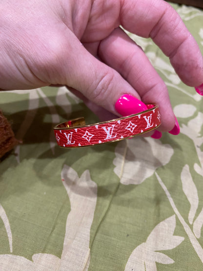 Monogram Jonck Wild Bangle Cuff Bracelet (red)