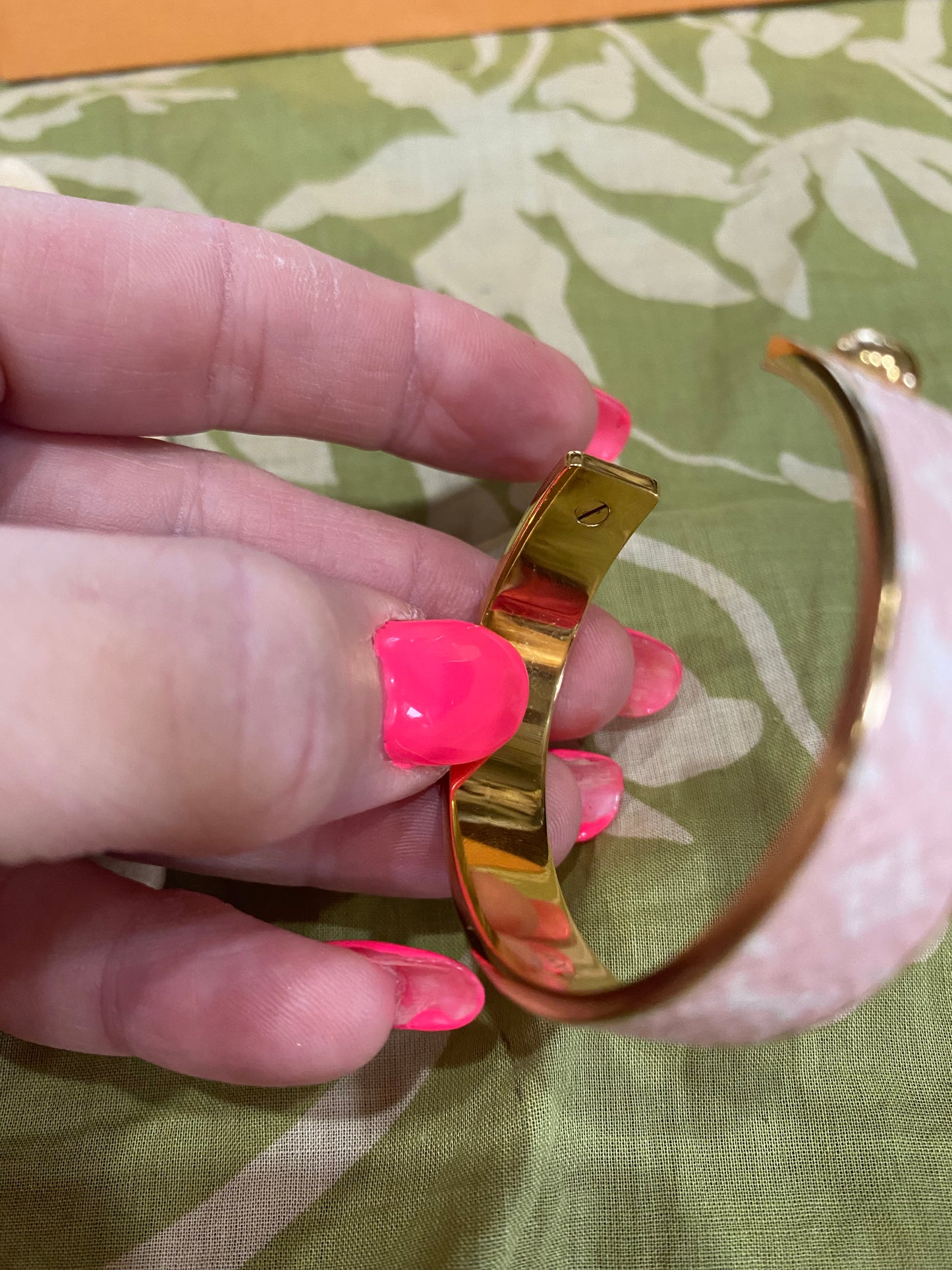Pink Monogram Jonck Wild Bangle Cuff Bracelet