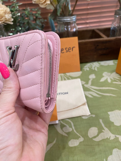 New Wave Calf Leather Compact Wallet in Rose Ballerine