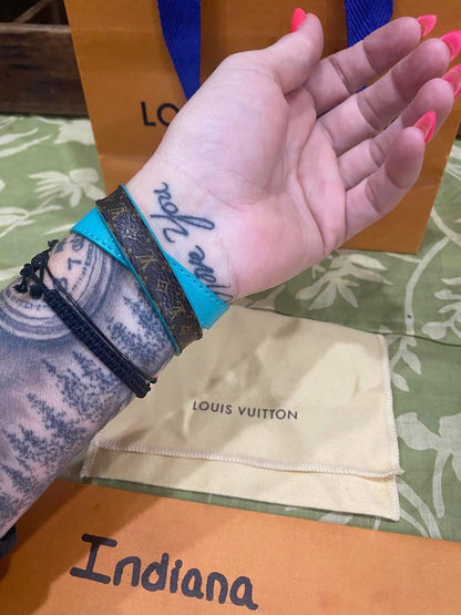 Lockit Double Wrap Bracelet in monogram & turquoise