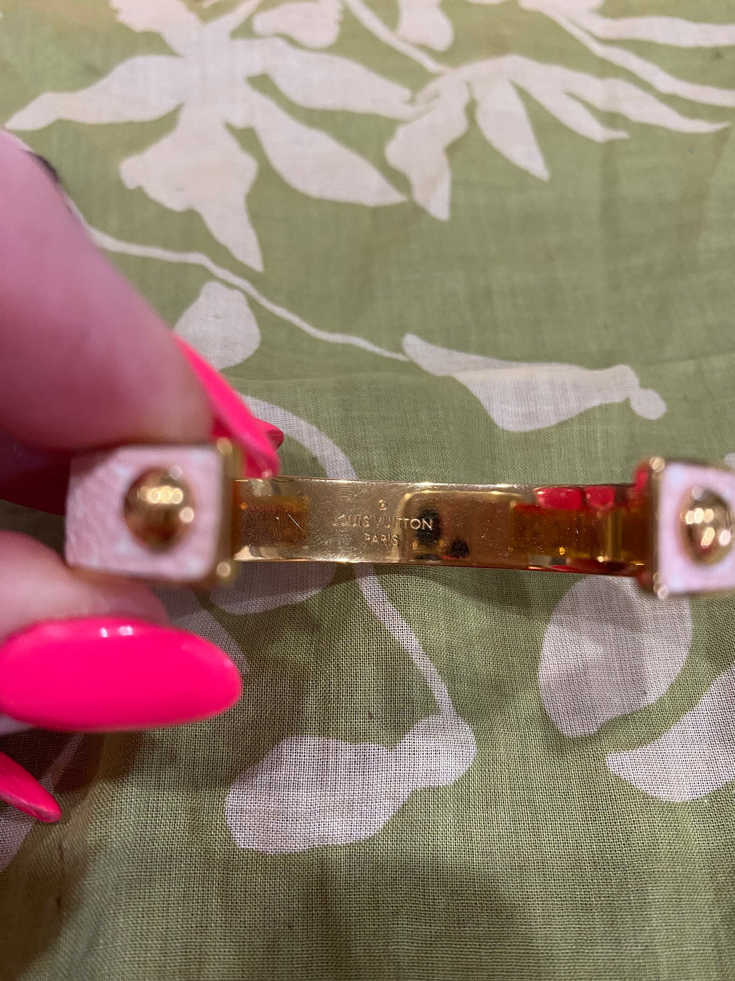 Pink Monogram Jonck Wild Bangle Cuff Bracelet