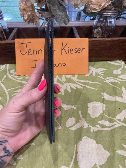 Checkbook Cover in green taiga leather